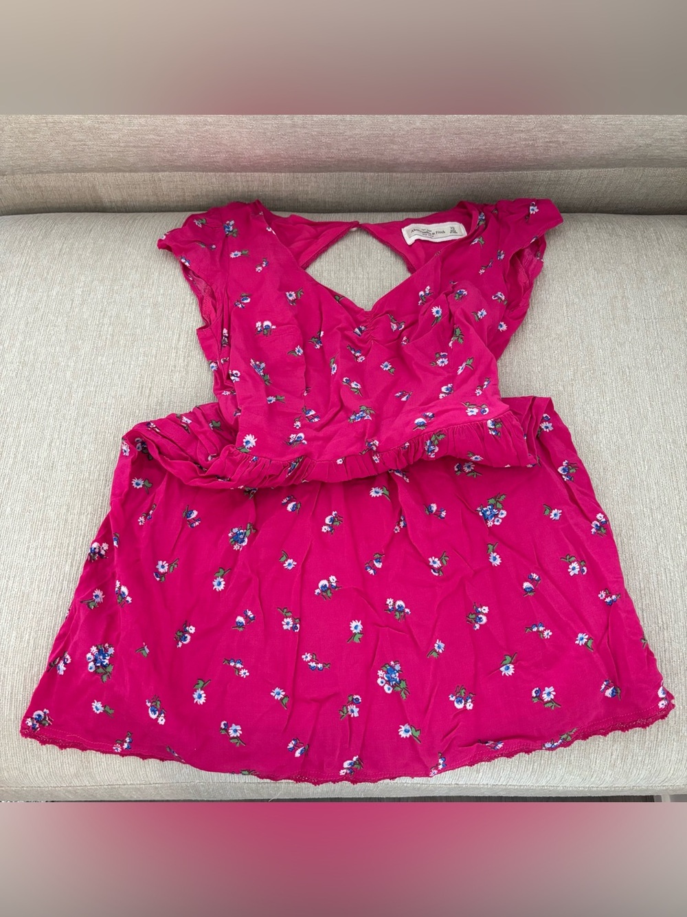 Abercrombie & Fitch Hot Pink Backless Floral Mini Dress
